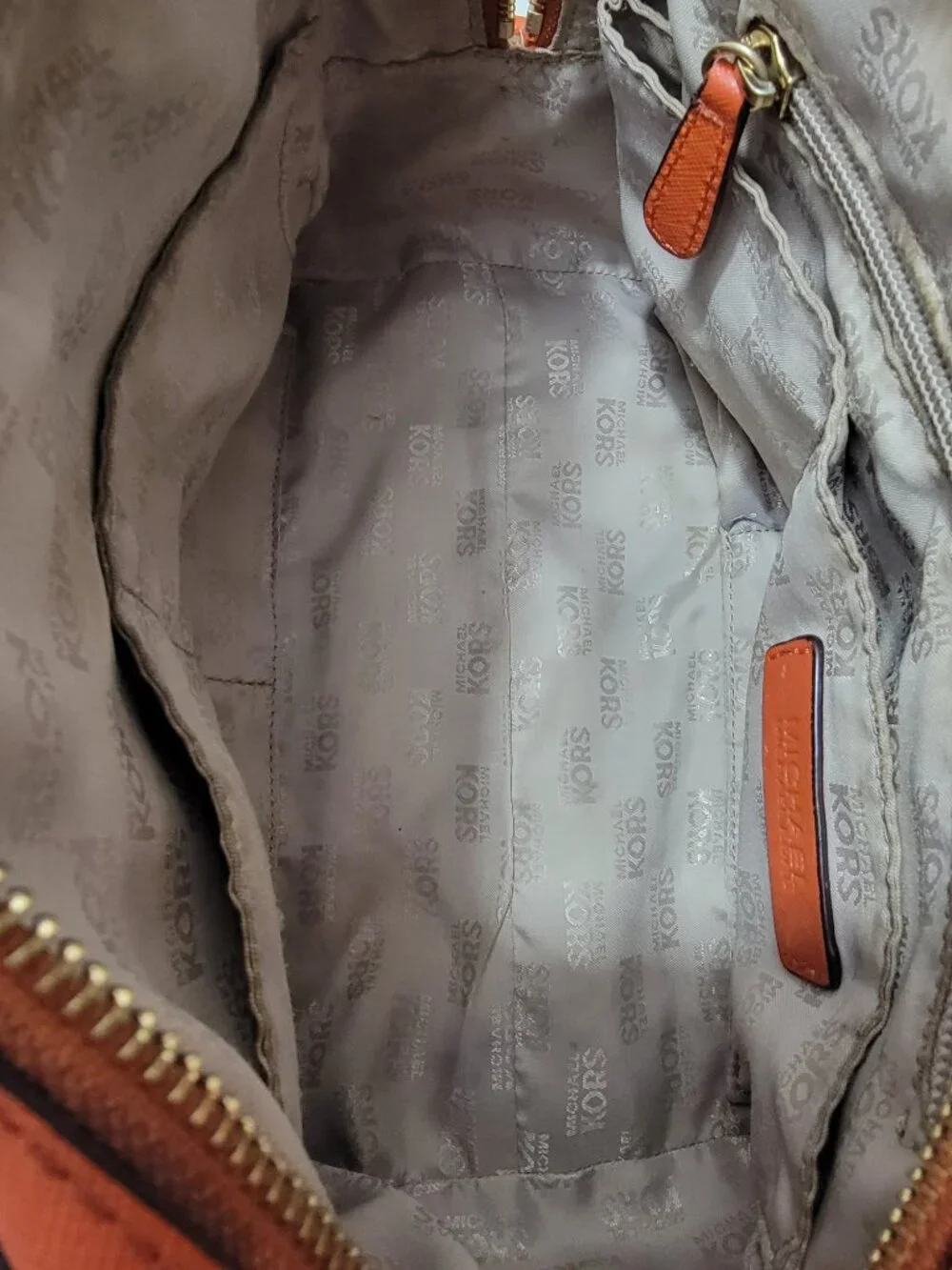 Michael Kors Small Satchel Burnt Orange Saffiano Leather Gold Top Handle Bag